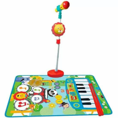 ALFOMBRA BATERIA Y PIANO FISHER PRICE CON MICRO DE PIE Y BAQUETAS