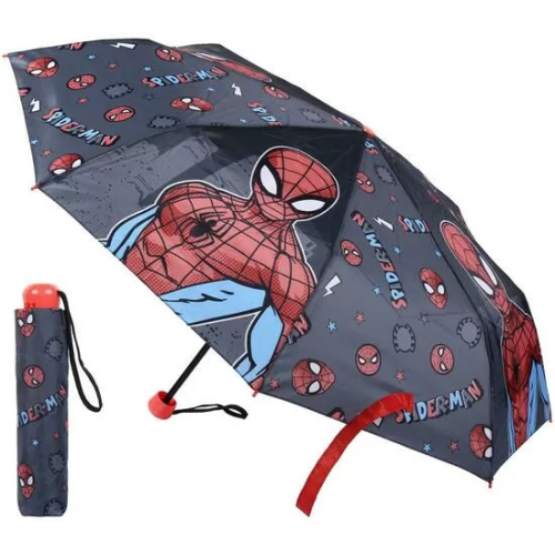 PARAGUAS MANUAL PLEGABLE ESCOLAR SPIDERMAN GRAY