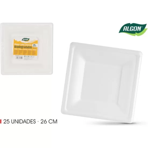 SET-25 PLATO BIO. CUAD. 26CM CAÑA ALGON