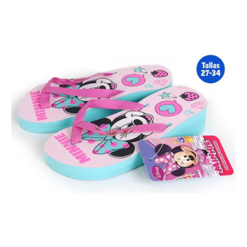 CHANCLAS PARA NIÑA MINNIE MOUSE AZUL Y ROSA TALLA 30