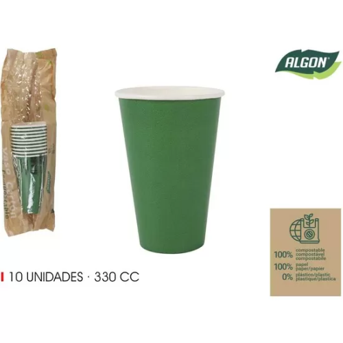 SET-10 VASO CARTON VERDE PINO 330CC ALGON