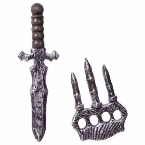 CONJUNTO DE ARMAS TENEBROSAS - PUÑAL: 33X10 Y GARRA 20X13 CM