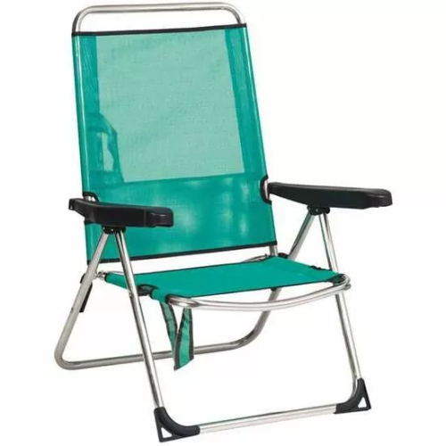 SILLA PLAYA ALUMINIO MULTIPOSICIÓN CON ASAS RESPALDO BAJO COLOR VERDE.84.5X65X7CM