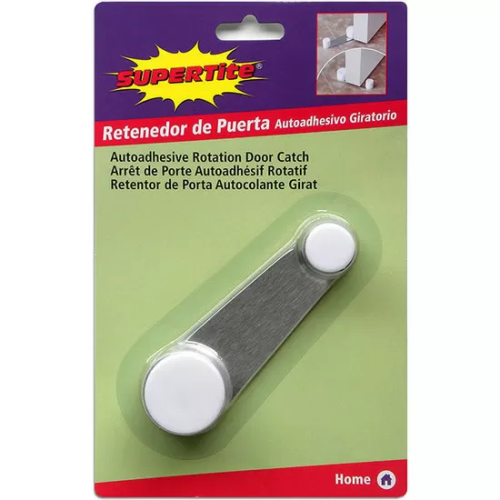 RETENEDOR DE PUERTA ADHESIVO GIRATORIO BLANCO 1 UD