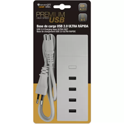 BASE DE CARGA ULTRA RAPIDA 4 USB 4,2A 158X56X24MM 7HSEVENON ELEC PREMIUM BL,1