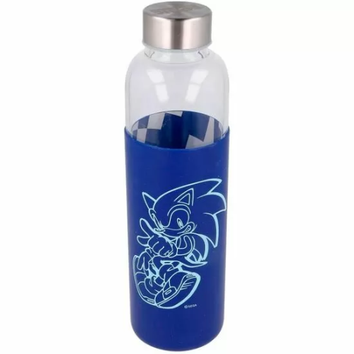 BOTELLA CRISTAL SONIC THE HEDGEHOG FUNDA SILICONA 585ML