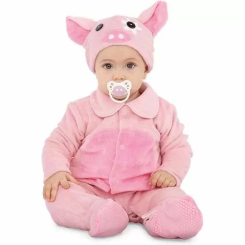 DISFRAZ PEQUEÑO CERDITO GORRO, MONO, PATUCOS, RABO Y CHUPETE TALLA 7-12 MESES