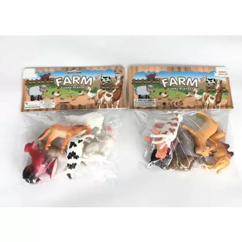 SET 6 ANIMALES GRANJA GOMA EN BOLSA