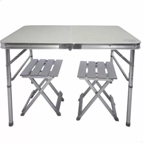 CONJUNTO DE MESA 90X60X70 CM Y 2 SILLAS 25X30X41 CM ALUMINIO PLEGABLES AKTIVE