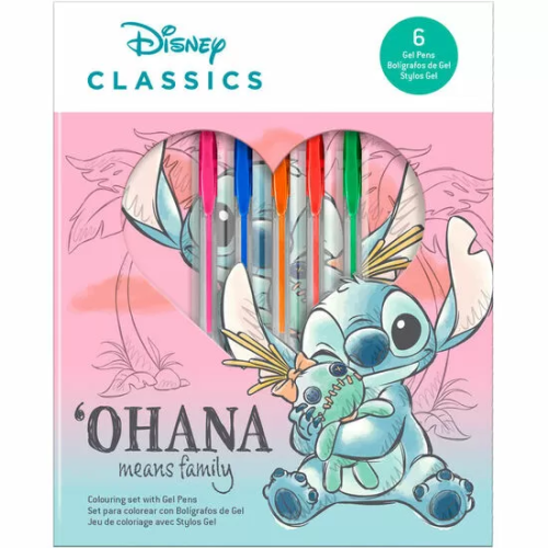 BLISTER CUADERNO + 6 BOLIGRAFOS GEL STITCH DISNEY