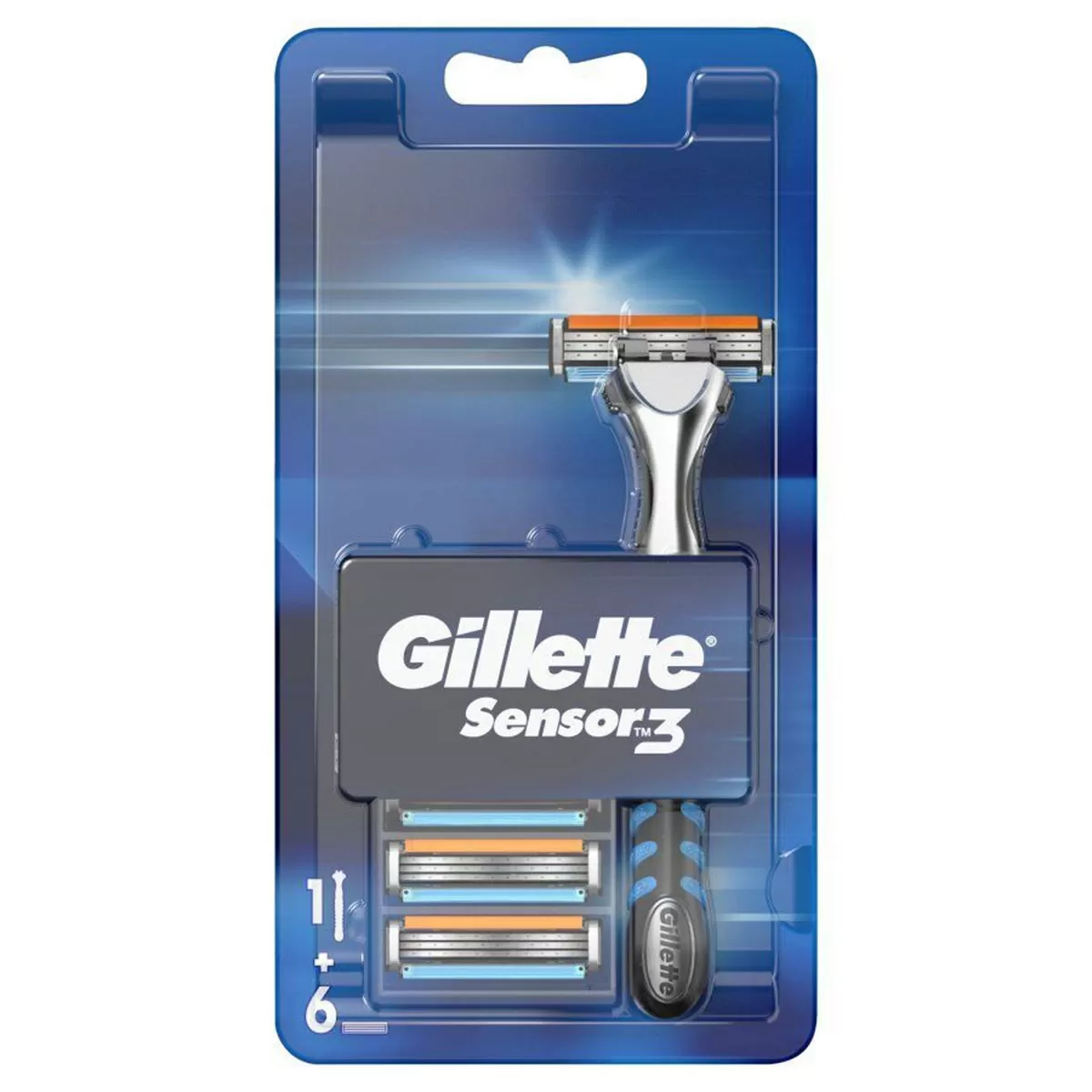 GILLETTE SENSOR 3 MAQUINILLA Y CUCHILLAS PACK. 6UN