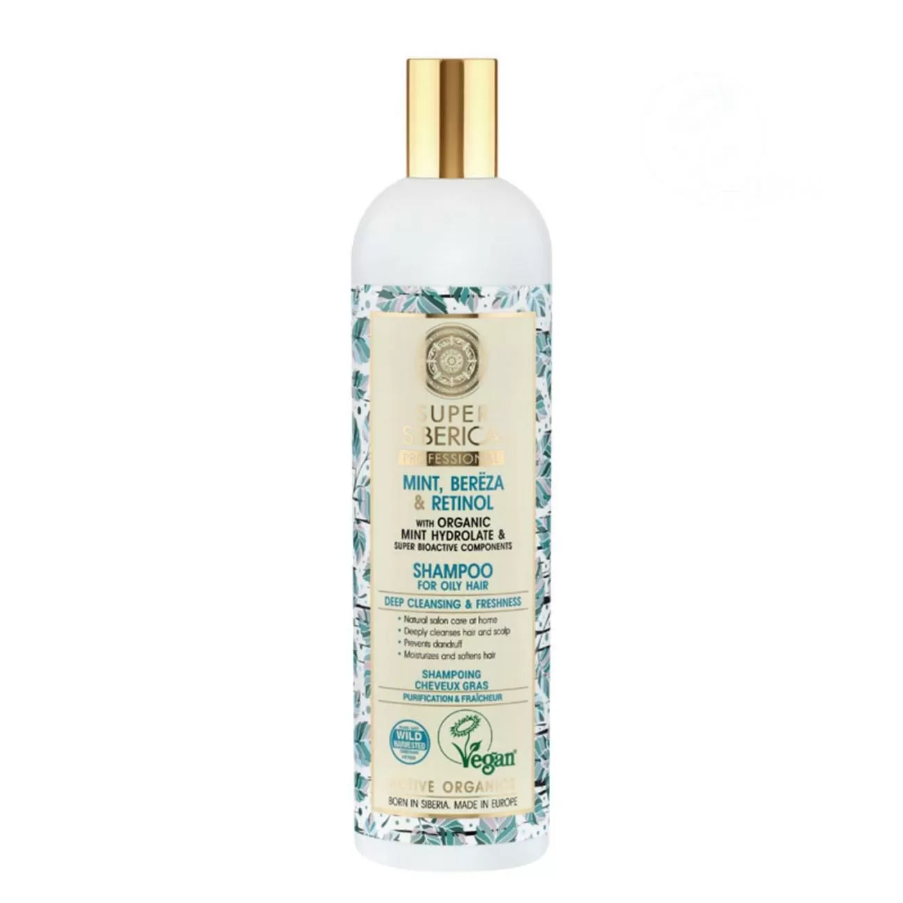 NATURA SIBERICA MENTA ABEDUL RETINOL CHAMPU PROFESIONAL CABELLO GRASO 400ML