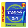 TAMPAX COMPAK 2IN1 MEGA PACK TAMPONES SUPER 36UN