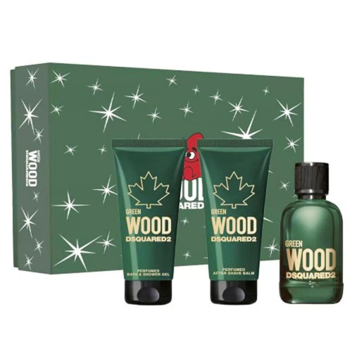 DSQUARED GREEN WOOD EAU DE TOILETTE 100ML + BALSAMO AFTER SHAVE 75ML + GEL DE BAÑO PERFUMADO 75ML