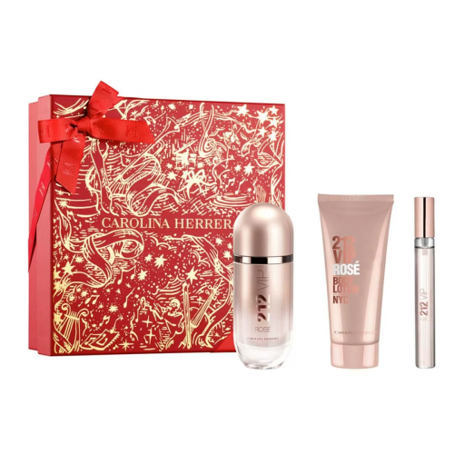 CAROLINA HERRERA 212 VIP ROSE EAU DE PARFUM 80ML VAPORIZADOR + LOCION CORPORAL PERFUMADA 1U + VIAL 10ML VAPORIZADOR