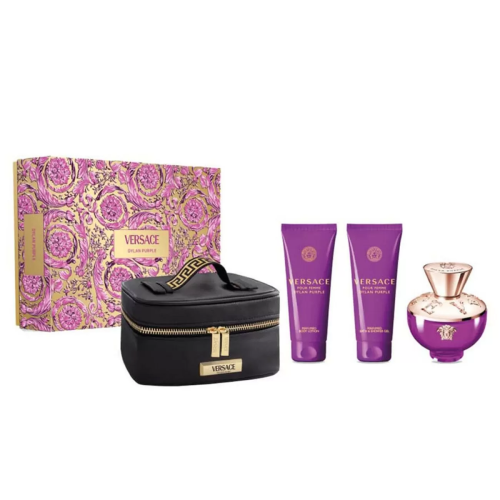 VERSACE DYLAN PURPLE EAU DE PARFUM 100ML VAPORIZADOR + GEL DE BAÑO 100ML + LOCION CORPORAL 100ML + NECESER 1U