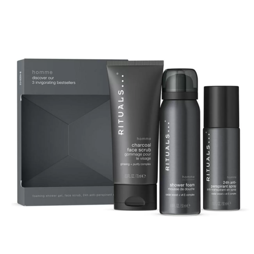 RITUALS HOMME EXFOLIANTE FACIAL 70ML VAPORIZADOR + SHOWER FOAM 70ML + DESODORANTE 24H 50ML VAPORIZADOR