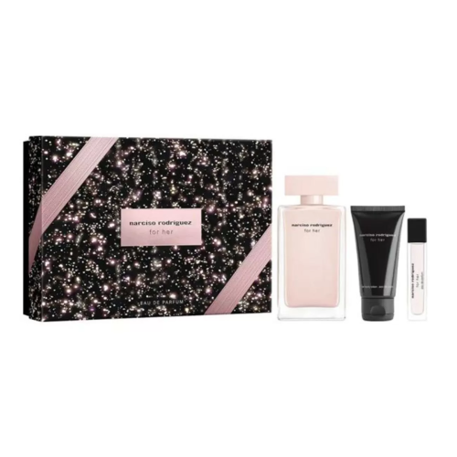 NARCISO RODRIGUEZ FOR HER EAU DE PARFUM 100ML VAPORIZADOR + LOCION CORPORAL PERFUMADA 50ML + MINIATURA 10ML VAPORIZADOR