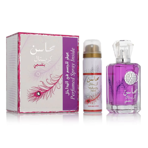 LATTAFA MAHASIN CRYSTAL VIOLETTE EAU DE PARFUM 100ML + DESODORANTE SPRAY 50ML VAPORIZADOR