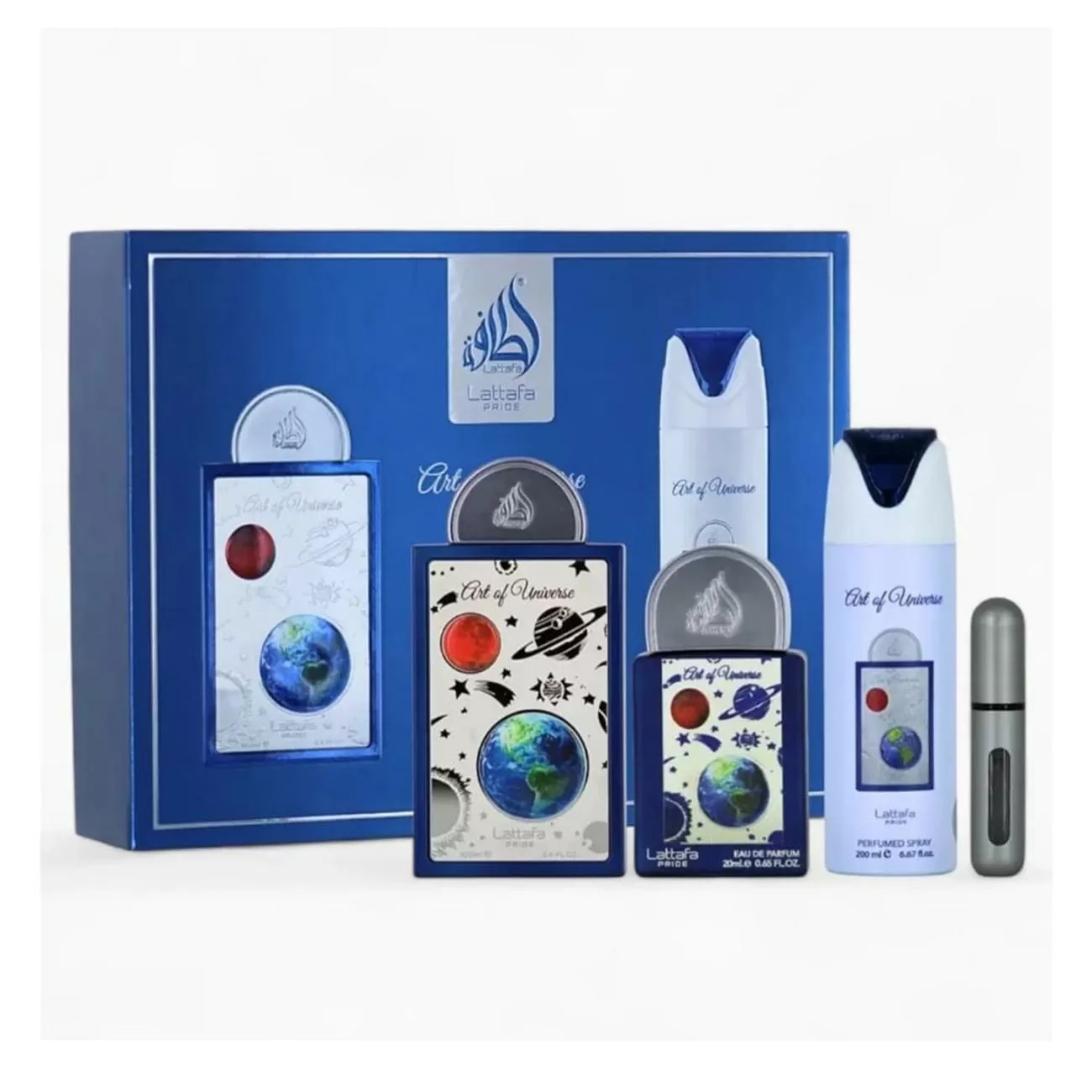 LATTAFA ART OF UNIVERSE EAU DE PARFUM 100ML + DESODORANTE 200ML VAPORIZADOR + EAU DE PARFUM 20ML