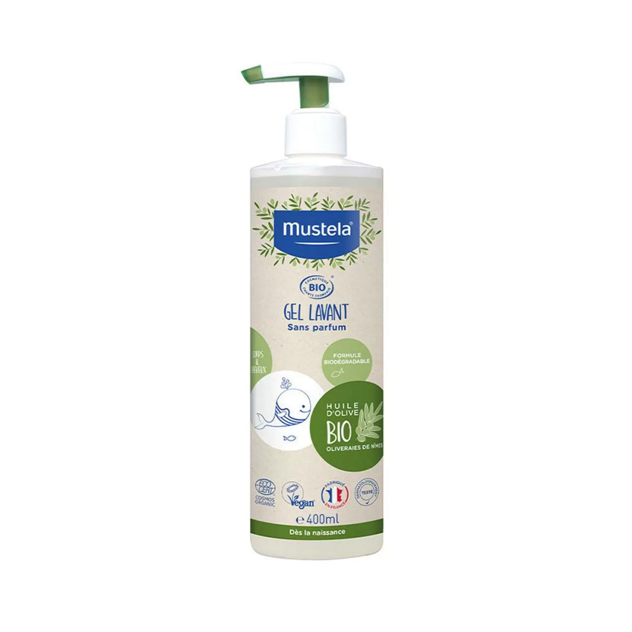 MUSTELA BIO HUILE D'OLIVE GEL SIN PERFUME 400ML