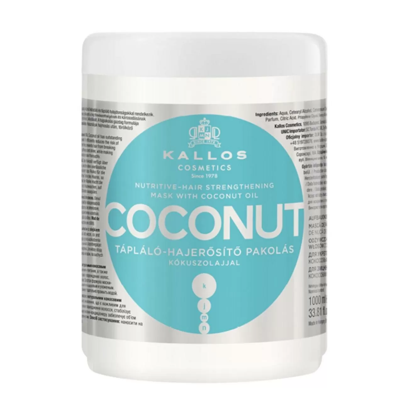 KALLOS COCO MASCARILLA CAPILAR REFORTALECEDORA CON ACEITE DE COCO 1000ML