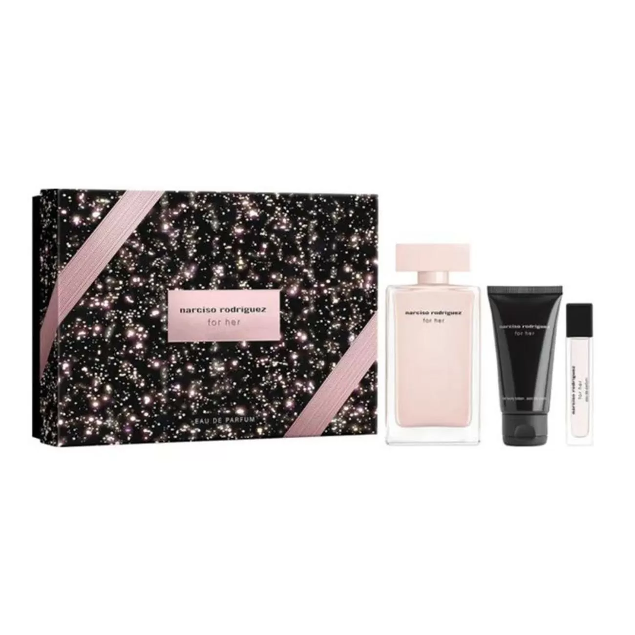 NARCISO RODRIGUEZ FOR HER EAU DE PARFUM 100ML VAPORIZADOR + LOCION CORPORAL PERFUMADA 50ML + MINIATURA 10ML VAPORIZADOR