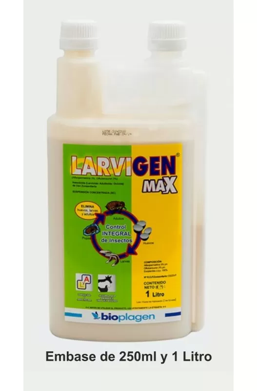 LARVIGEN MAX 1 Litro (para 100 lts./agua) Larvicida-Insecticida-ovicida uso zoosanitario.