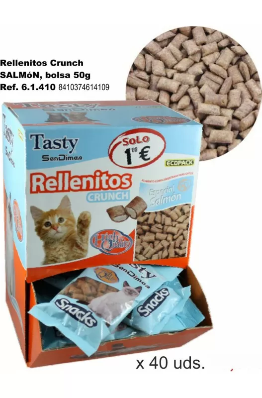 RELLENITO CRUNCH CAT SALMON BOLSA 50GR. C/40 BOLSAS