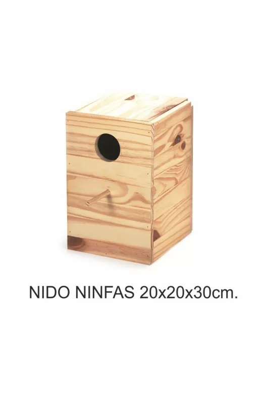 NIDO MADERA NINFAS y COTORRAS 20x20x30 cm.
