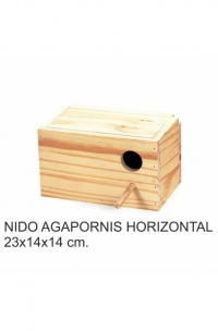 NIDO AGAPORNIS MADERA HORIZONTAL 23X14X14 CM.