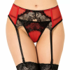 Imagen de QUEEN LINGERIE TANGA CON LIGUERO DE ENCAJES ROJO L/XL