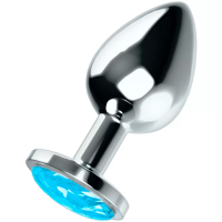 OHMAMA PLUG ANAL ACERO CON CRISTAL AZUL L