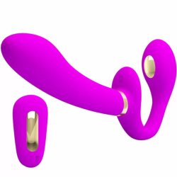 Imagen de PRETTY LOVE  THUNDERBIRD VIBRADOR DOBLE STRAPON CONTROL REMOTO MORADO
