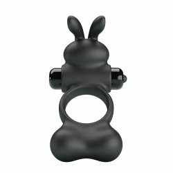 Imagen de PRETTY LOVE - ANILLO VIBRADOR PARA PENE CON ESTIMULADOR DE CONEJITO 10 FUNCIONES NEGRO