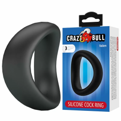 Imagen de CRAZY BULL - VALEN ANILLO PARA PENE ERGONÓMICO SILICONA NEGRO