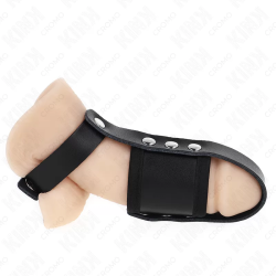 Imagen de ANILLO JAULA PENE CUERO CON CORREA DIVISORIA DE BOLAS RECUBIERTO AJUSTABLE