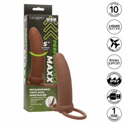 Imagen de CALEXOTICS MAXX DOBLE PENETRADOR GRUESO 10 VIBRACIONES MULATO