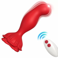 Imagen de ROSA VIBRADOR & PLUG ANAL CONTROL REMOTO ROJO