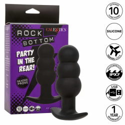 Imagen de CALEXOTICS ROCK BOTTOM PLUG ANAL CON CUENTAS 10 VIBRACIONES SILICONA NEGRO