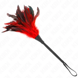 Imagen de PLUMAS DE POLLO PARA COSQUILLAS CON FORMA CUERNO DE CRIADA ROJO 36 CM