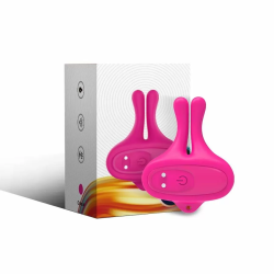 Imagen de ARMONY - PINZAS PARA PEZONES MAGNÉTICA CON VIBRACIÓN FORMA CONEJO ROSA