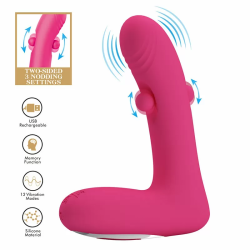 Imagen de PRETTY LOVE - DUDEN VIBRADOR DE SILICONA RECARGABLE 12 MODOS DE VIBRACIÓN Y 3 MODOS DE BALANCEO ROSA
