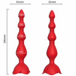 Imagen de ROSA VIBRADOR PAGODA & PLUG ANAL ROJO