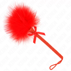 Imagen de MASAJEADOR DE CUERDA DE NAILON CON PLUMAS PARA COSQUILLAS Y LAZO ROJO 25 CM