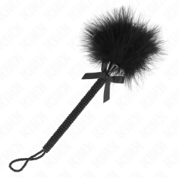 Imagen de MASAJEADOR DE CUERDA DE NAILON CON PLUMAS PARA COSQUILLAS Y LAZO NEGRO 25 CM