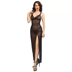Imagen de CHILIROSE - CR 4723 BABYDOLL LARGO & TANGA NEGRO