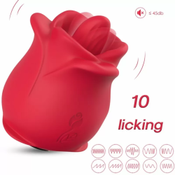 Imagen de ROSA VIBRADOR ESTIMULADOR CON LENGUA CLITORIS 10 MODOS ROJO