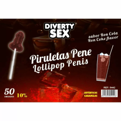 Imagen de DIABLO GOLOSO  50 PIRULETAS PENE RON COLA 10% ALCOHOL