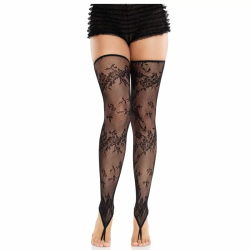 Imagen de MEDIAS SIN PIES DE ENCAJE FLORAL NEGRO